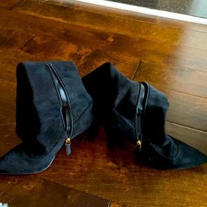 Black suede knee high boots